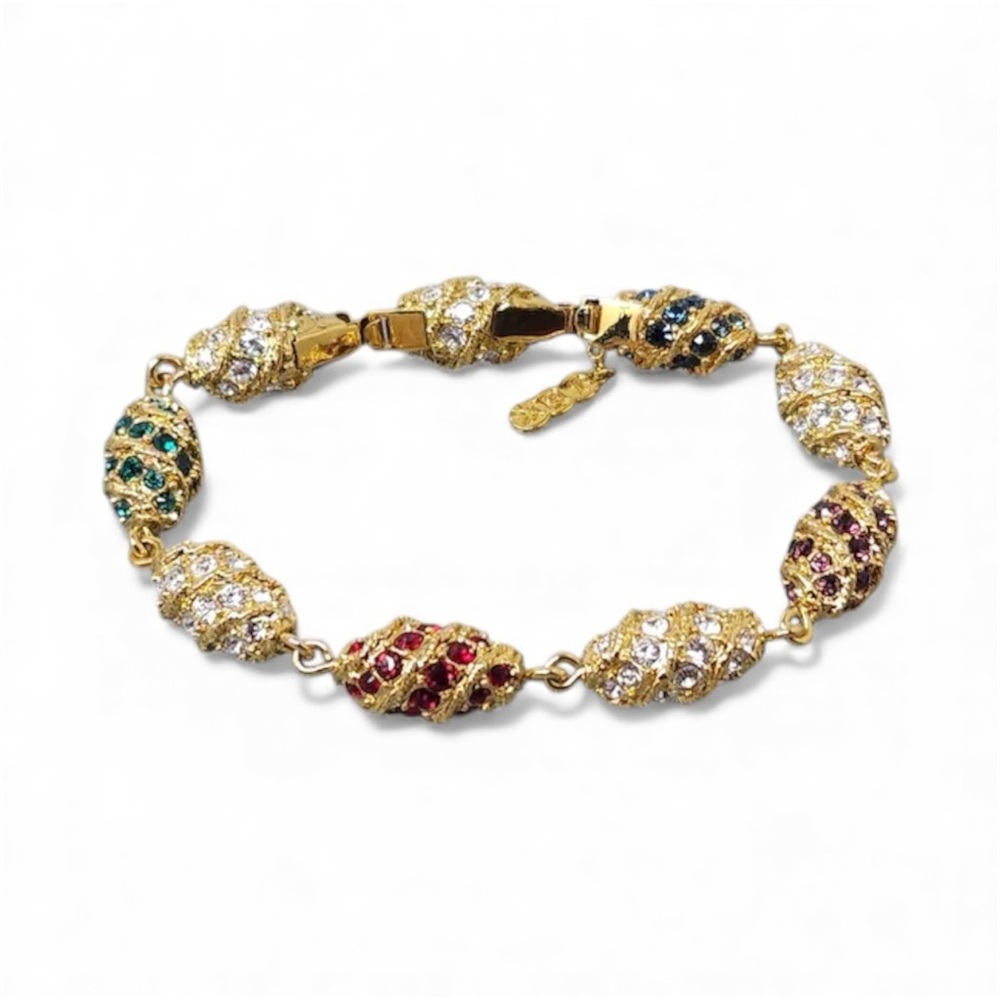 Jackie Kennedy Camrose Kross Swarovski Crystal Egg Gold Tone Bracelet